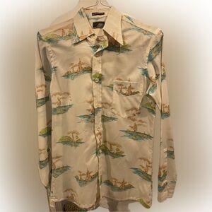 John Henry 70’s Vintage Men’s Shirt 15 1/2 Button Up Long Sleeve White Designed